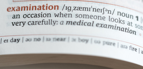 Dictionary showing the word examination