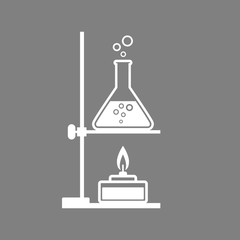 White laboratory vector icon on grey background