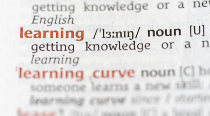 Dictionary showing the word learning