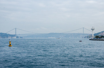 Bosphorus bridge Istanbul Turkey. Sea of Marmara.