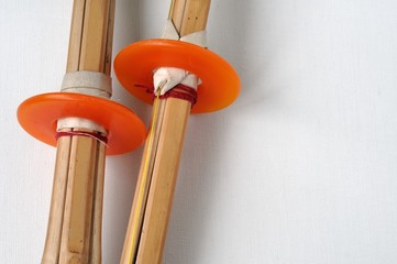 shinai bamboo sword on a white background largly
