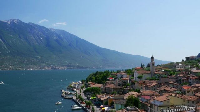 Aerial view of the Limone Sul Garda and Lago di Garda lake