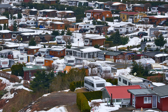 Aerial View Of A Trailer Park