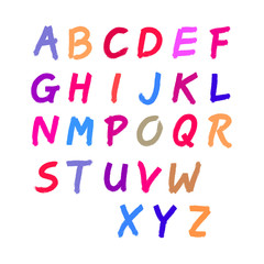 Naklejka premium Latin alphabet, the numbers paint brush. Vector