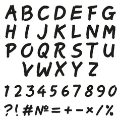 Latin alphabet, the numbers paint brush. Vector