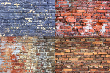Old cracked brick wall texture collection