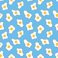 Breakfast. Seamless pattern on a blue background