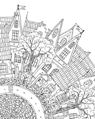 Obraz premium Pattern for coloring book with artistically house Magic