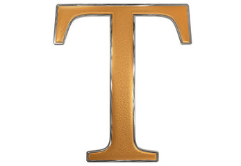 Uppercase letter T, isolated on white, 3D illustration