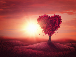 Naklejka na ściany i meble Heart love tree