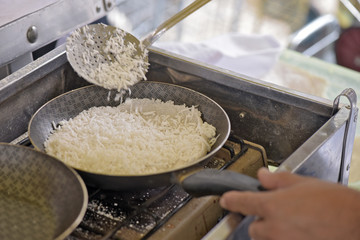 Tapioca, typical Brazilian dish, offered in a street market