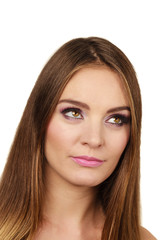 Obraz premium Woman gorgeous girl long hair face makeup