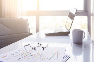 office desk at morning