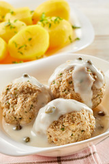 Close up view of traditional german meatballs