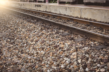 The rusted railroad train tracks