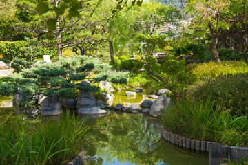 Fototapeta na wymiar Jardin Japonais, Japanese Garden of Monte Carlo. Monaco