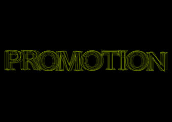 Vector word promotion, green light on black background