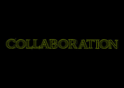 Vector word collaboration,  green light on black background