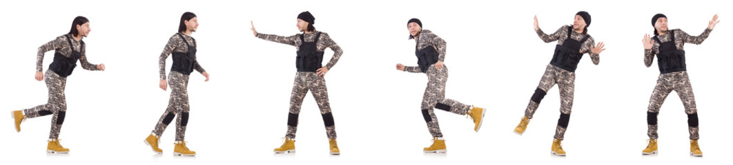 Soldier isolated on the white background