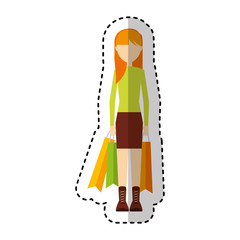 young woman with shopping bag vector illustration design