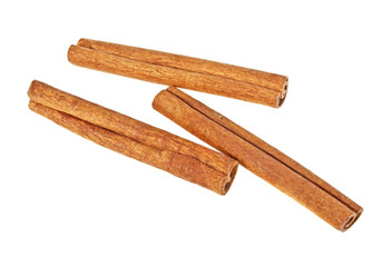Cinnamon sticks on white background, top view