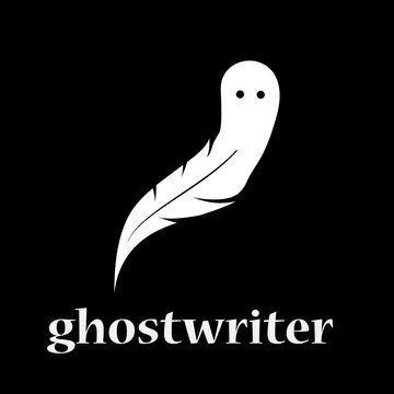 Vector sign ghostwriter. inkwell pen and ghost. shadow writer concept
