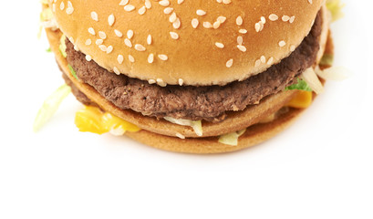 Meat and cheese burger isolated