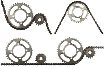 Roller chains with sprockets for motorcycles
