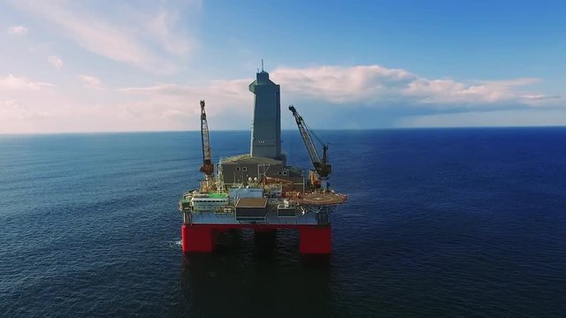  Aerial view of oil producing platform deep ocean 