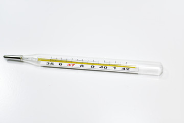 Old glass mercury thermometer.