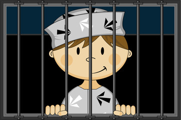 Cute Cartoon Prisoner in Cell - 137686053