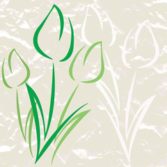 Spring greeting card template with tulips.