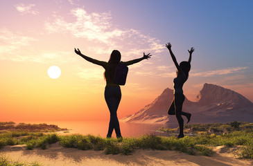 Fototapeta premium A group of tourists