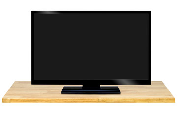 Television put on wood shelf