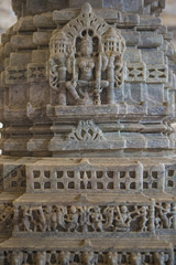 Fototapeta na wymiar Jain Temple in Ranakpur, India, Rajasthan. Chaumukha Mandir.