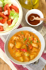 Hungarian chicken paprikash with potatoes