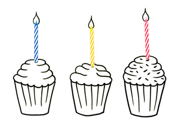 Drawing & Objects Series, Cup Cakes and Candles