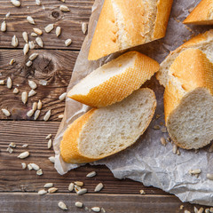 Bread on table with seeds
