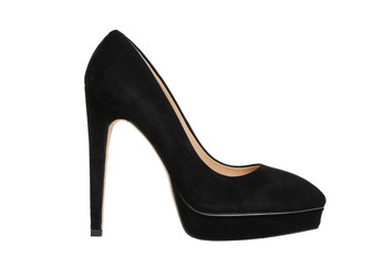 black high heeled shoe isolated on white