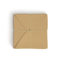 Realistic template of parcel wrapped up with brown paper