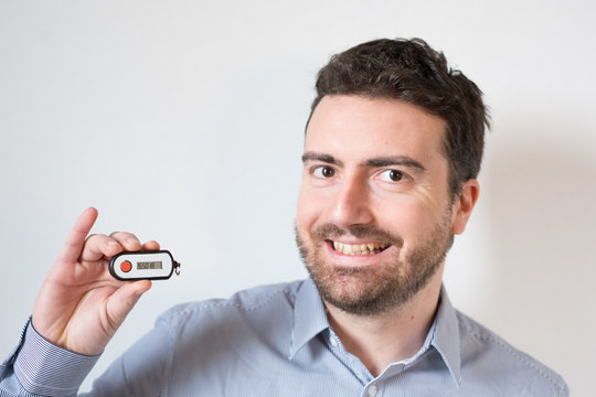 Man Holding One Rsa Security Banking Token