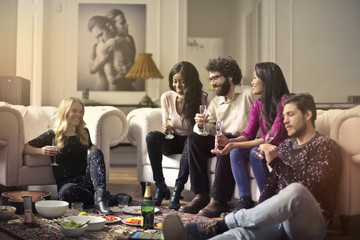 Friends having dinner together