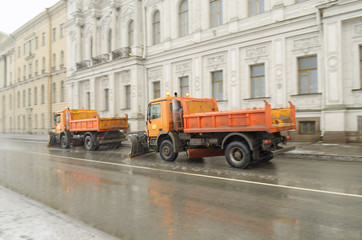 Cleaning of roads from snow.