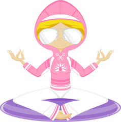 Cute Yoga Girl in Hoodie and Sunglasses
