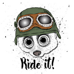portrait of a lemur in a steampunk helmet. Vector illustration