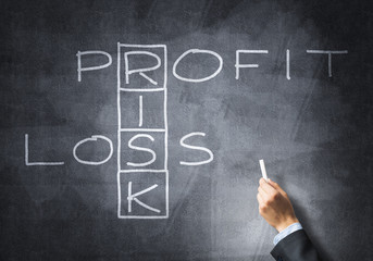 Seminar trainer draw on chalkboard