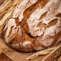Traditional Homemade Fresh Loaf of Bread. Selective focus.