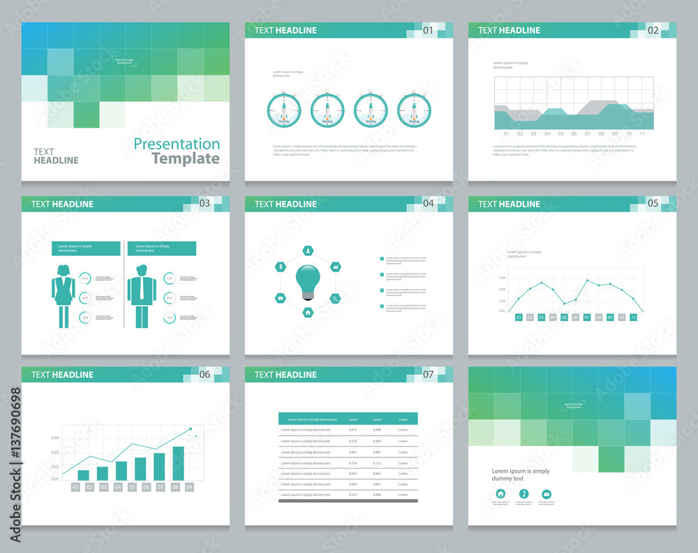 Aufkleber presentation background design template with infographic elements design for brochure, annual report