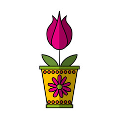 cute flower in pot nature icon vector illustration design