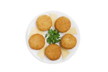 mchadi with cheese traditional Georgian dish white background top view